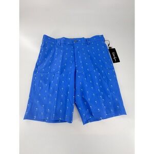 Walter Hagen Perfect 11 Flat Front Men's Golf Shorts 10" Palm Clubs Blue Size 42